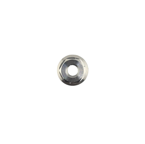 Top view of the 7075 aluminum 1/4-28 lug nut with 1/2 inch hex head for go kart wheels
