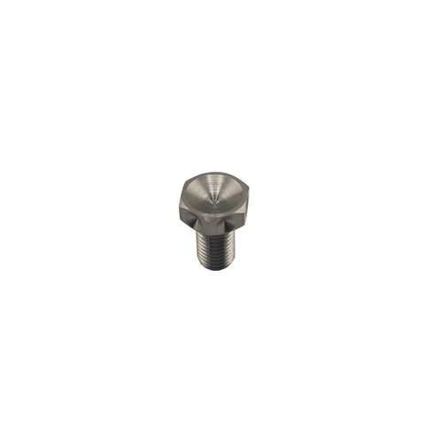 Titanium lightweight hex bolt shown on a scale for weight reference