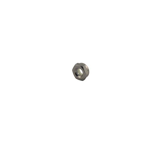 Underside of titanium nut showing the white nylon locking insert