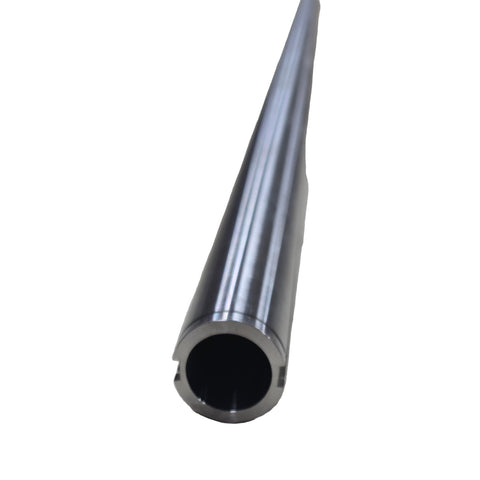 Close-up of the 1/4 x 3/16 inch keyway slot machined into the titanium go kart axle
