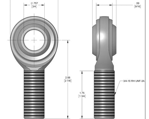 3/4 Oversize Rod End - Upper Steering Shaft