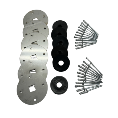 3/8 Weight Bolt Washer Kit. (Inc 6 SS Plates w/ Rivets & Rubber Washers)