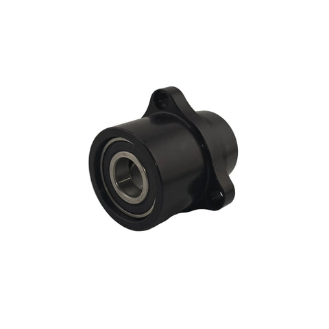 Back side of the standard 1/4-28 kart hub showing recessed flush stud pockets