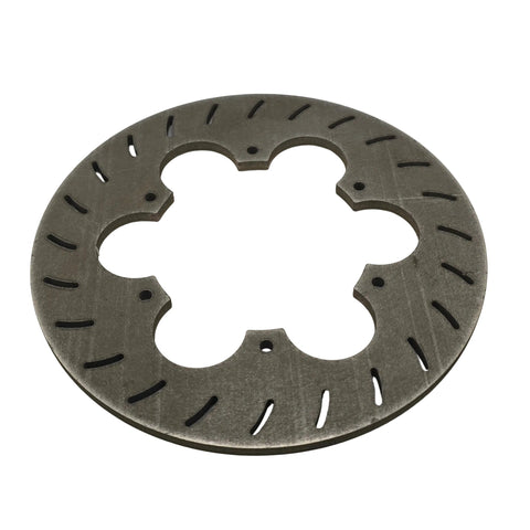 Titanium 9.25 inch rear rotor for 600 or TQ showing 1/4 inch drilled carrier mounting holes