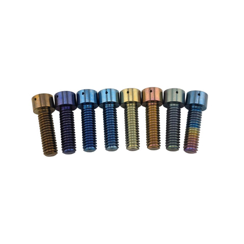 Socket head of the titanium 5/16-18 rear hub pinch bolt drilled for safety wire