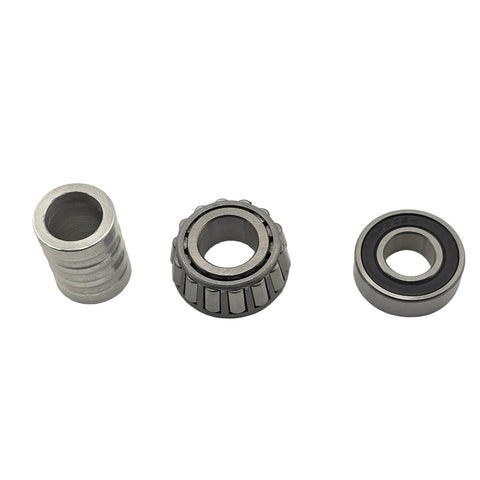 Stepped 5/8 and 3/4 inch tapered bearings included with the right front hub