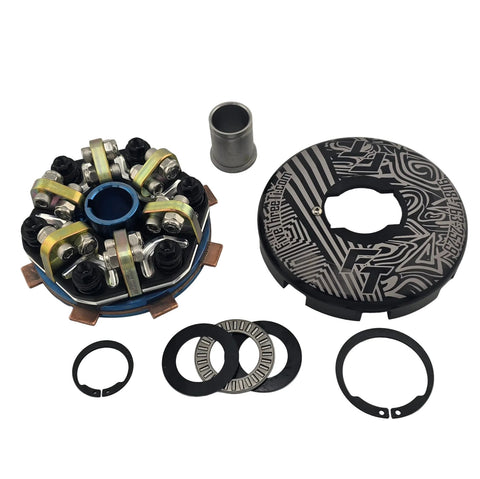 Single disk titanium clutch showing lever plate and coated steel levers