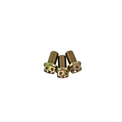 Steel go kart rotor bolt showing center drilled head used to cut rotating weight