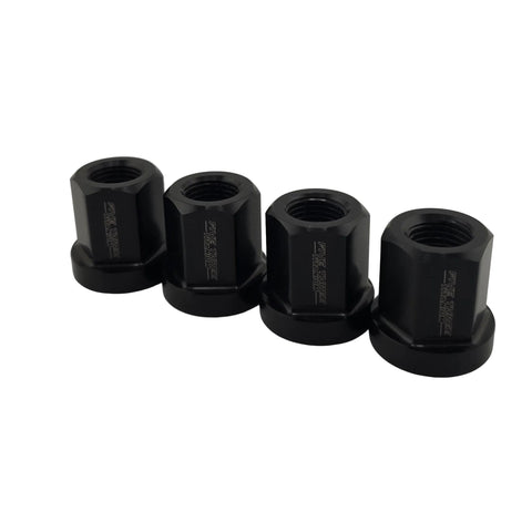 Black anodized 7075 aluminum 1/2-20 flanged lug nuts for TQ midget wheels, sold as a 4 pack
