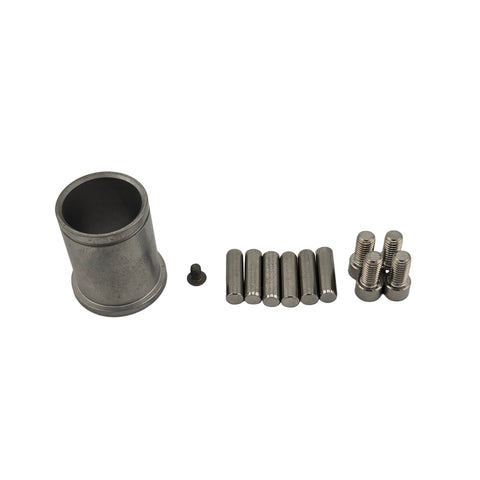 Single disk titanium clutch assembled from the upgrade kit on a kart engine