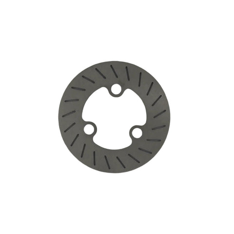 Close up of the 3.5 inch Hegar style titanium front rotor three pin mounting holes