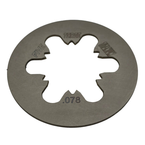 Edge view showing floater plate thickness options for tuning clutch stack height