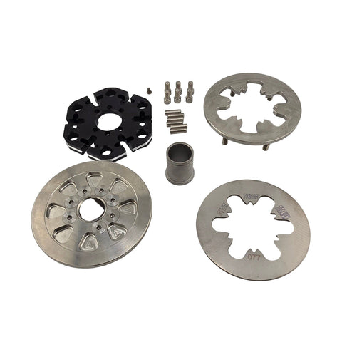 Titanium pressure plate and floater for a two disk outlaw kart clutch