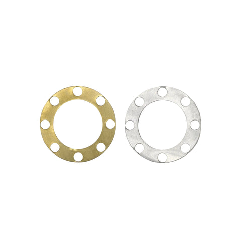Gold and silver go kart clutch air gap shims for Bully style clutch drive hubs