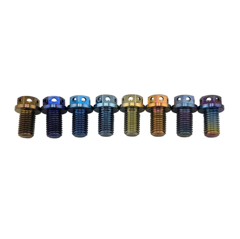 Anodized grade 5 titanium go kart rotor bolt in a Color Lab finish, 5/16-24 thread