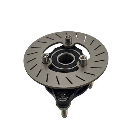Outlaw kart left front titanium rotor and caliper fitment view
