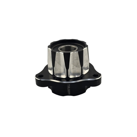Side profile of the stepped left front go kart hub