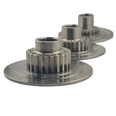 Side profile of the titanium clutch drive hub showing friction splines