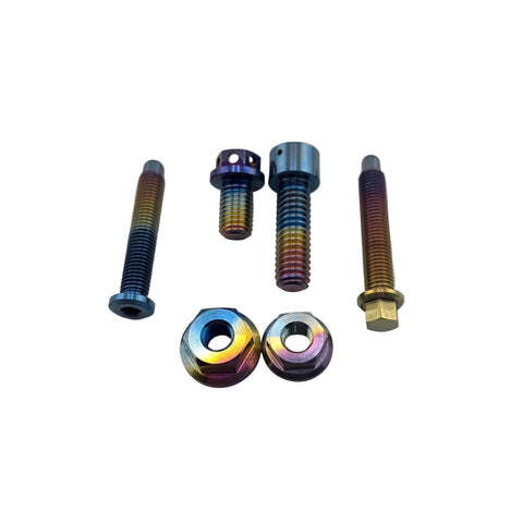 Color Lab anodized titanium rotor bolt for go kart brake rotors, alternate colorway