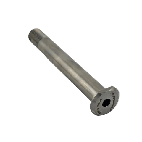 Threaded end and cotter pin hole of the outlaw kart titanium king pin