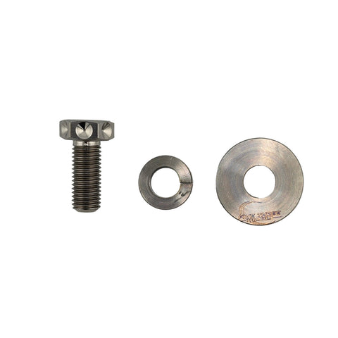 Drilled head and machined flats on the titanium clutch bolt