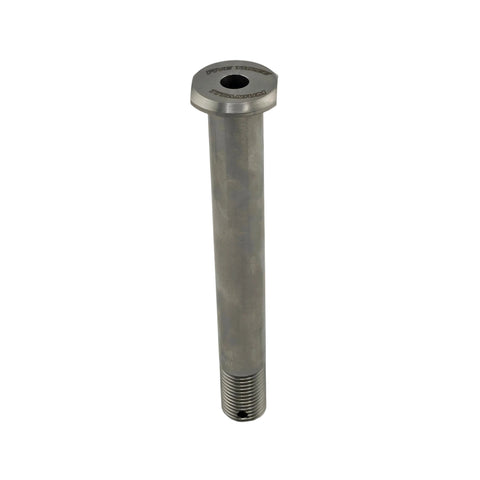 Titanium king pin showing the center drilled head used to shed weight