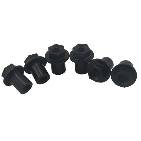 Black anodized aluminum clutch spring retainer nuts, six pack, for bully style clutches