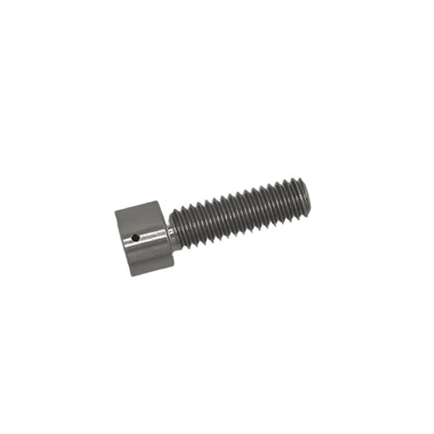 Socket head of the titanium kart pinch bolt drilled for safety wire