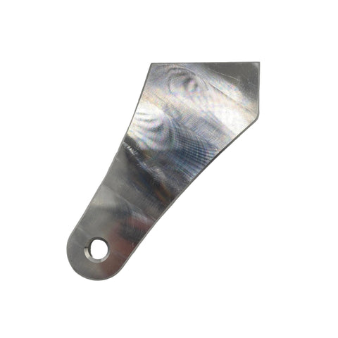 TQ midget steering arm showing 7/16 inch tie rod hole and tapered 2.25 to 1.40 inch profile