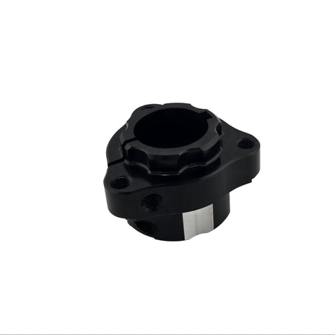 Back side of the dual pinch bolt rear hub machined for low profile flush studs