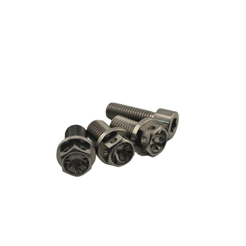 Center drilled titanium rotor bolt shank showing the lightening hole