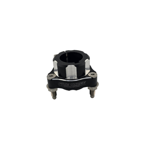 Side profile of the machined aluminum dual pinch bolt go kart rear hub