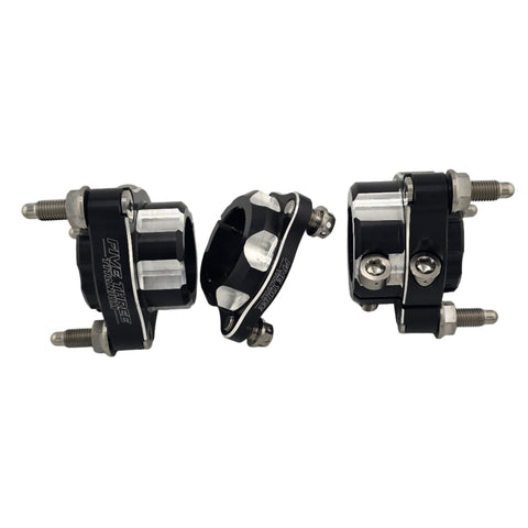 Revolver rear hubs mounted on an outlaw kart rear axle with brake hub