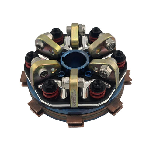 Titanium drive hub, floater and pressure plate inside the two disk kart clutch