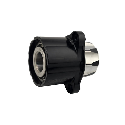 Wheel face of the kart right front tapered bearing hub with 1/4-28 studs