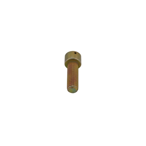 Side view of steel 1/4-28 bolt showing 3/4 inch length and fine thread