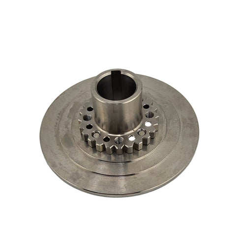One disk titanium clutch components stacked to show assembly order