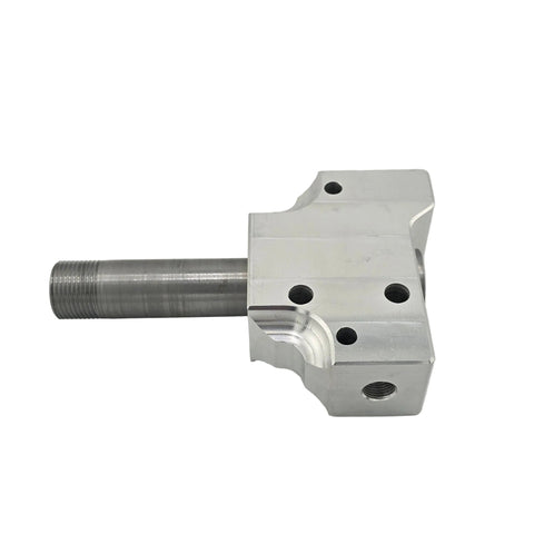 TQ midget front spindle showing un-threaded brake caliper mount holes
