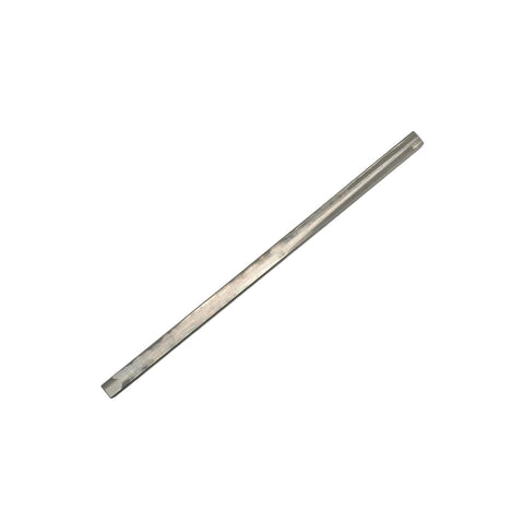 Six inch titanium keyway bar measured against a ruler before cutting to length for a mini bike axle
