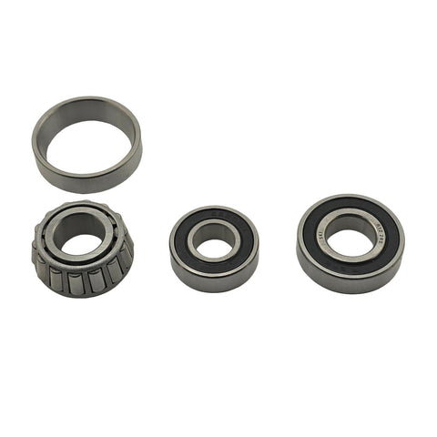 Three front hub bearing sizes for Revolver outlaw kart front hubs shown side by side