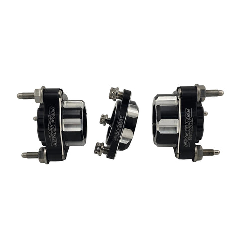 Revolver 1/4-28 rear hub kit with two rear hubs and a brake hub for outlaw karts
