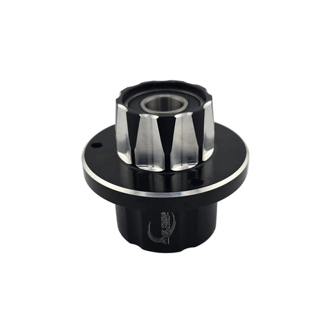Tapered angular contact bearing seat inside the 7075 aluminum right front hub
