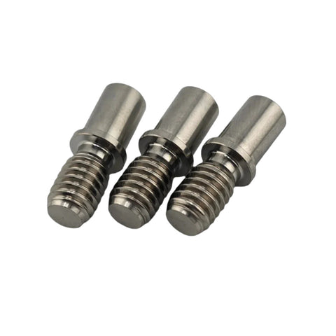Titanium brake studs holding a titanium brake rotor on an outlaw kart hub